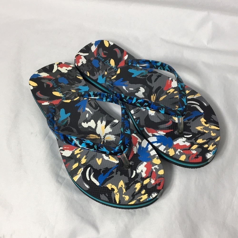 Vera Bradley Women’s Splash Floral Flip Flops Size 5/6 Like-NEW Condition - Picture 2 of 8